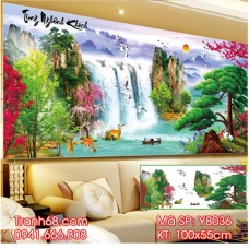 Tranh đính đá Phong Cảnh Tùng Nghênh khách Y8036 100x55cm