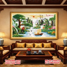 Tranh Thêu Chữ Thập Chưa Thêu Sơn Thủy Hữu Tình – Thuận Buồm Xuôi Gió Mã SP VS8030 (198x95cm)