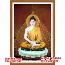 TRANH THÊU CHỮ THẬP CHƯA THÊU – TRANH PHẬT TỌA THIỀN VS8040 (60x80cm)