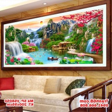 Tranh Thêu Chữ Thập Sơn Thủy Hữu Tình – Mã VS8050 (200X95CM)