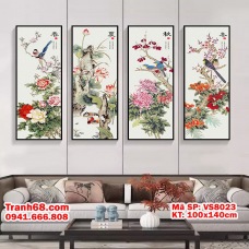 Tranh Thêu Chữ Thập Tứ Quý Hoa Điểu VS8023 KT 35x100CM *4 bức - Full phụ kiện thêu 