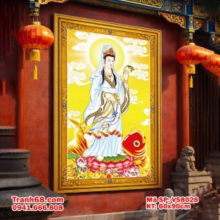 Bộ Kít Tranh Thêu Chữ Thập Chưa Thêu Quan Âm – Mã SP VS8028 (60x90cm)