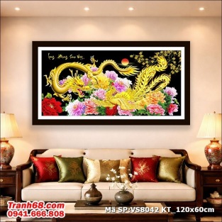 Bộ kít Tranh Thêu Chữ Thập Rồng Phượng Sum Vầy – Mã VS8042 (120x60cm)