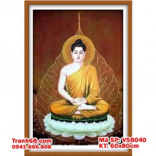 TRANH THÊU CHỮ THẬP CHƯA THÊU – TRANH PHẬT TỌA THIỀN VS8040 (60x80cm)