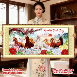 Tranh Thêu Chữ Thập Mã Đáo Thành Công VS8012- KT 130x60cm, Full phụ kiện thêu