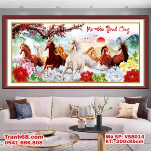 Tranh Thêu Chữ Thập Mã Đáo Thành Công VS8014- KT 200x95cm, Full phụ kiện thêu