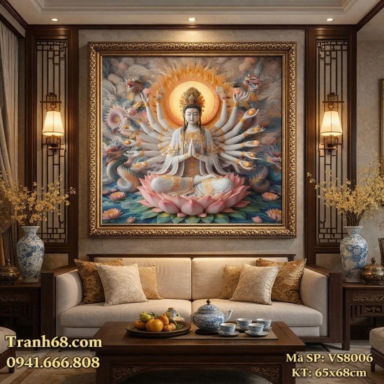 Tranh Thêu Chữ Thập Phật Quan Âm Nghìn Tay Mã SP: VS8006 (65x68cm) – Full Phụ Kiện