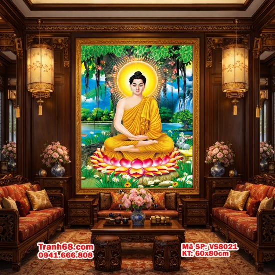 Tranh Thêu chữ thập Phật Thích Ca VS8021 60x80cm- Full phụ kiện thêu