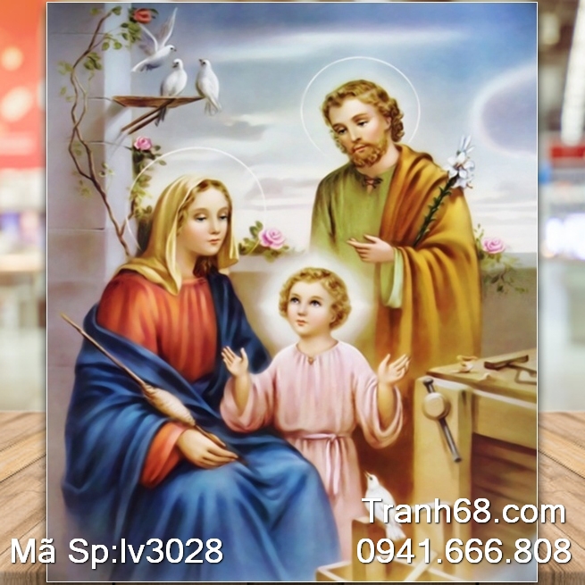 Tranh Thêu chữ thập Gia đình chúa lv3028