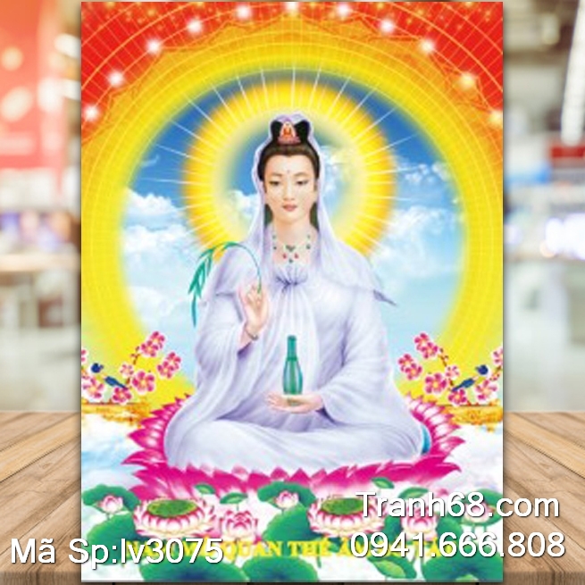 Tranh thêu chữ thập Phật Bà Quan Âm LV3075