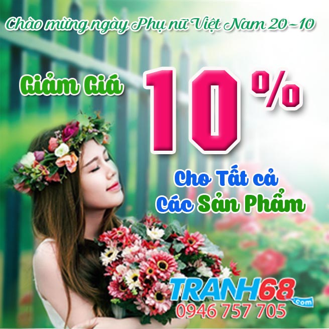 Giảm 10% cho tất cả các sản phẩm mừng ngày phụ nữ Việt Nam 20-10