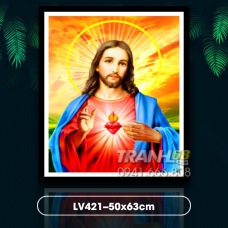 Tranh ĐÍnh đá LV421 Chúa Jesu kích thước: 50x63cm