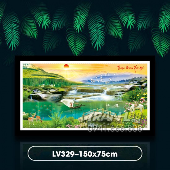 Tranh ĐÍnh đá LV329 Thuận Buồm Xuôi Gió kích thước: 150x75cm