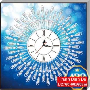 Tranh Đính Đá ABC cao cấp Đồng Hồ D2760 Kích thước: 60x60cm