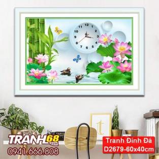 Tranh Đính Đá ABC cao cấp hà vận uyên ương  D2679 Kích thước: 60x40cm