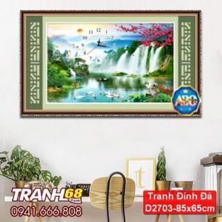 Tranh Đính Đá ABC cao cấp lưu thủy sanh tài  D2703 Kích thước: 85x65cm