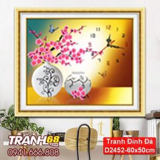 Tranh Đính Đá ABC cao cấp mai hoa chung biểu  D2452 Kích thước: 60x50cm