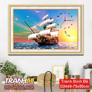 Tranh Đính Đá ABC cao cấp nhất phàm phong thuận (hải khoát thiên không)  D2449 Kích thước: 75x50cm