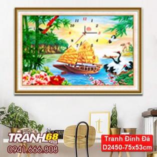 Tranh Đính Đá ABC cao cấp nhất phàm phong thuận (tiên hạc)  D2450 Kích thước: 75x53cm