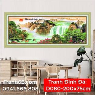Tranh Đính Đá ABC cao cấp Non Nước Hữn Tình  D080 Kích thước: 200x75cm