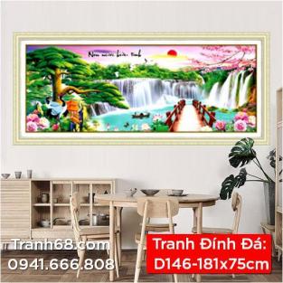 Tranh Đính Đá ABC cao cấp Non Nước Hữn Tình D146 Kích thước: 181x75cm