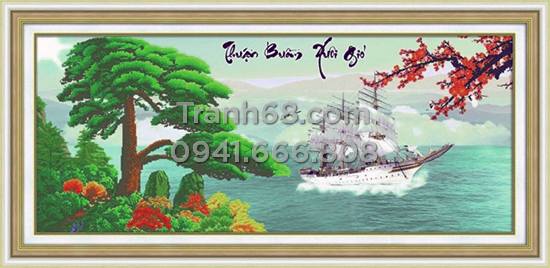 Tranh Đính Đá ABC cao cấp Thuận Buồm Xuôi Gió D081 Kích thước: 169x75cm