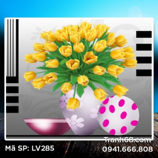 Tranh đính đá Hoa Tulip hồng LV285 kích thước 60*60cm.