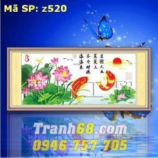 Tranh Thêu Chữ Thập Cá Chép Vờn Sen DLH-YZ520