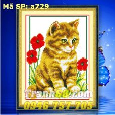 Tranh Thêu Chữ Thập Chú Mèo DLH-YA729