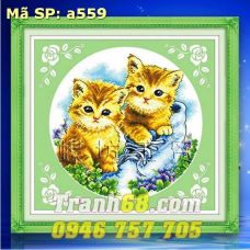 Tranh Thêu Chữ Thập Chuú Mèo DLH-YA559