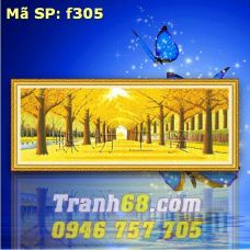 Tranh Thêu Chữ Thập Hàng cây lá vàng  DLH-YF305