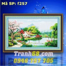 Tranh Thêu Chữ Thập NgôI Nhà ven hồ DLH-YF257