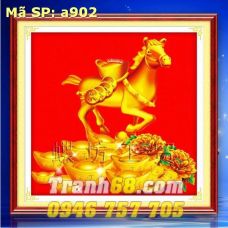Tranh Thêu Chữ Thập Ngựa Vàng  DLH-YA902