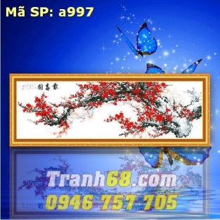Tranh Thêu Chữ Thập Cành Đào Cổ Thụ DLH-YA997