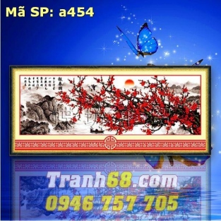 Tranh Thêu Chữ Thập Cành Đào Xuân DLH-YA454