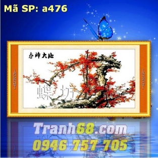 Tranh Thêu Chữ Thập Cành Đào Xuân DLH-YA476