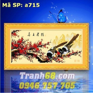 Tranh Thêu Chữ Thập Cành Đào Xuân DLH-YA715