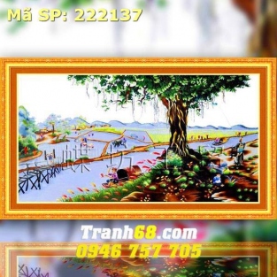 Tranh Thêu Chữ Thập cây đa làng DLH-222137