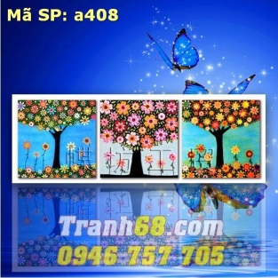Tranh Thêu Chữ Thập Cây Hoa 3 Bức DLH-YA408