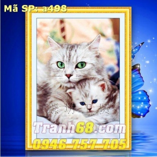 Tranh Thêu Chữ Thập Chú mèo DLH-YA498