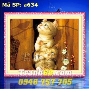 Tranh Thêu Chữ Thập Chú Mèo DLH-YA634