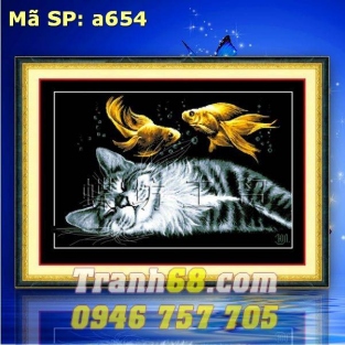 Tranh Thêu Chữ Thập Chú Mèo DLH-YA654