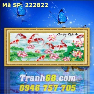 tranh thêu chữ thập Cửu  ngư Quần Hội DLH-222822