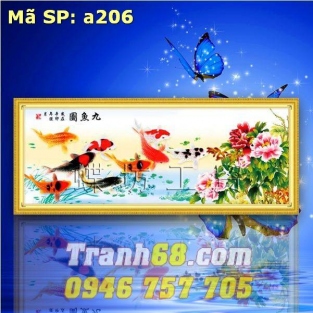 Tranh Thêu Chữ Thập Cửu Ngư Quần Hội DLH-YA206