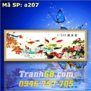 Tranh Thêu Chữ Thập Cửu Ngư Quần Hội DLH-YA207