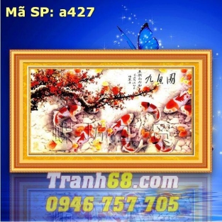 Tranh Thêu Chữ Thập Cửu Ngư Quần Hội DLH-YA427