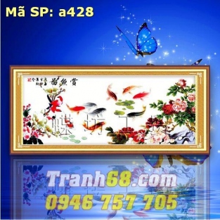 Tranh Thêu Chữ Thập Cửu Ngư Quần Hội DLH-YA428