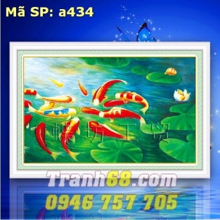 Tranh Thêu Chữ Thập Cửu Ngư Quần Hội DLH-YA434
