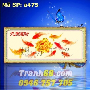Tranh Thêu Chữ Thập Cửu Ngư Quần Hội DLH-YA475