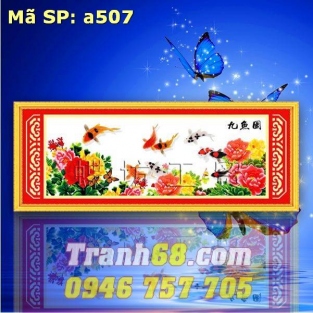Tranh Thêu Chữ Thập Cửu Ngư Quần Hội DLH-YA507
